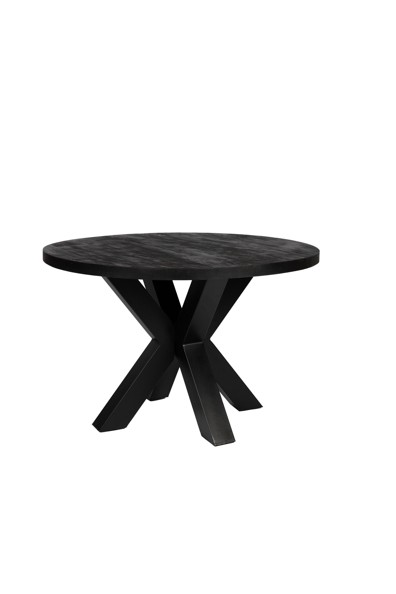 Table à manger ronde - 120 cm - Noir - Structure épaisse - Bois de manguier