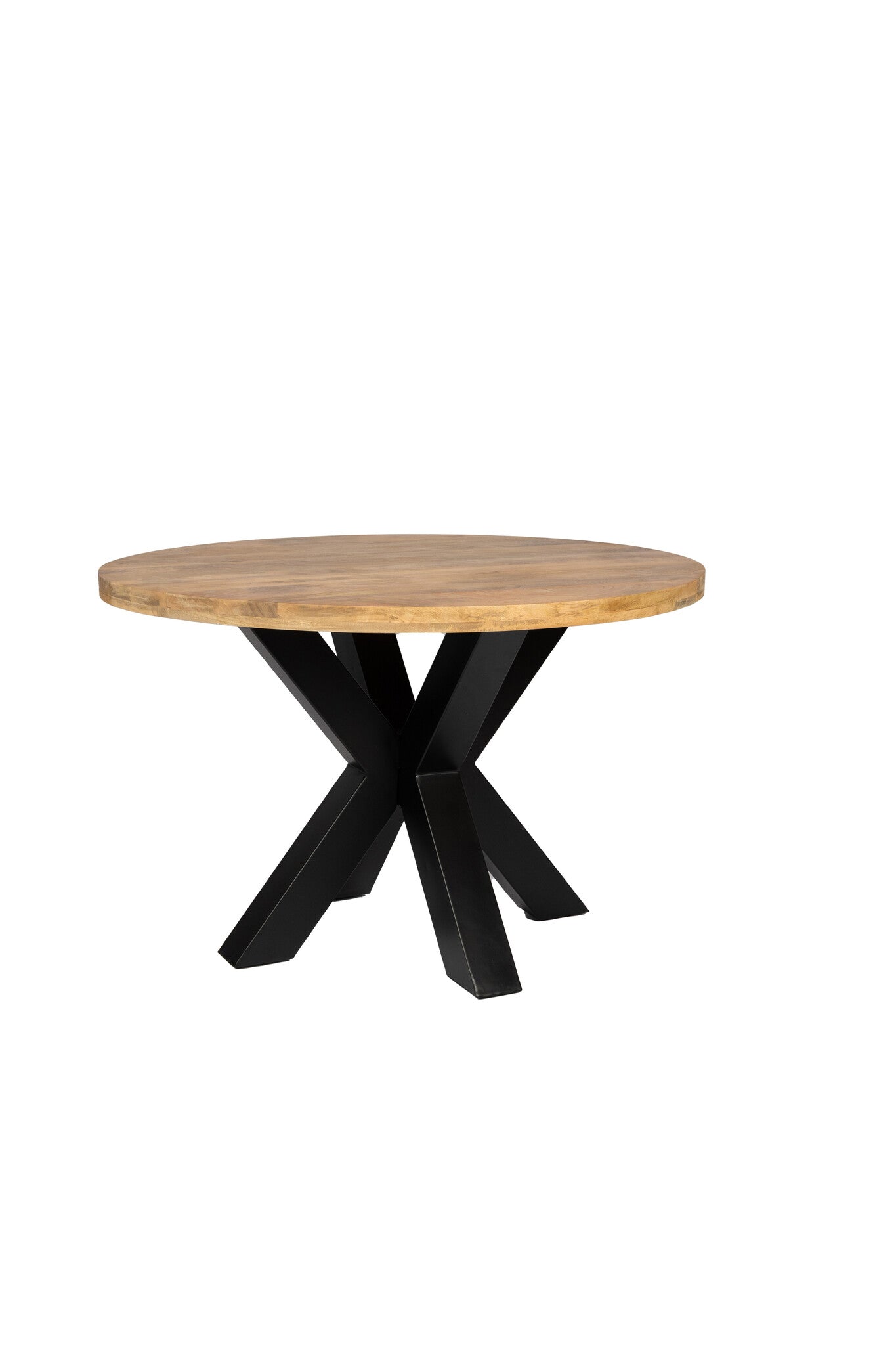 Table à manger ronde - 110 cm - Bord rond - Cadre épais - Naturel - Bois de manguier