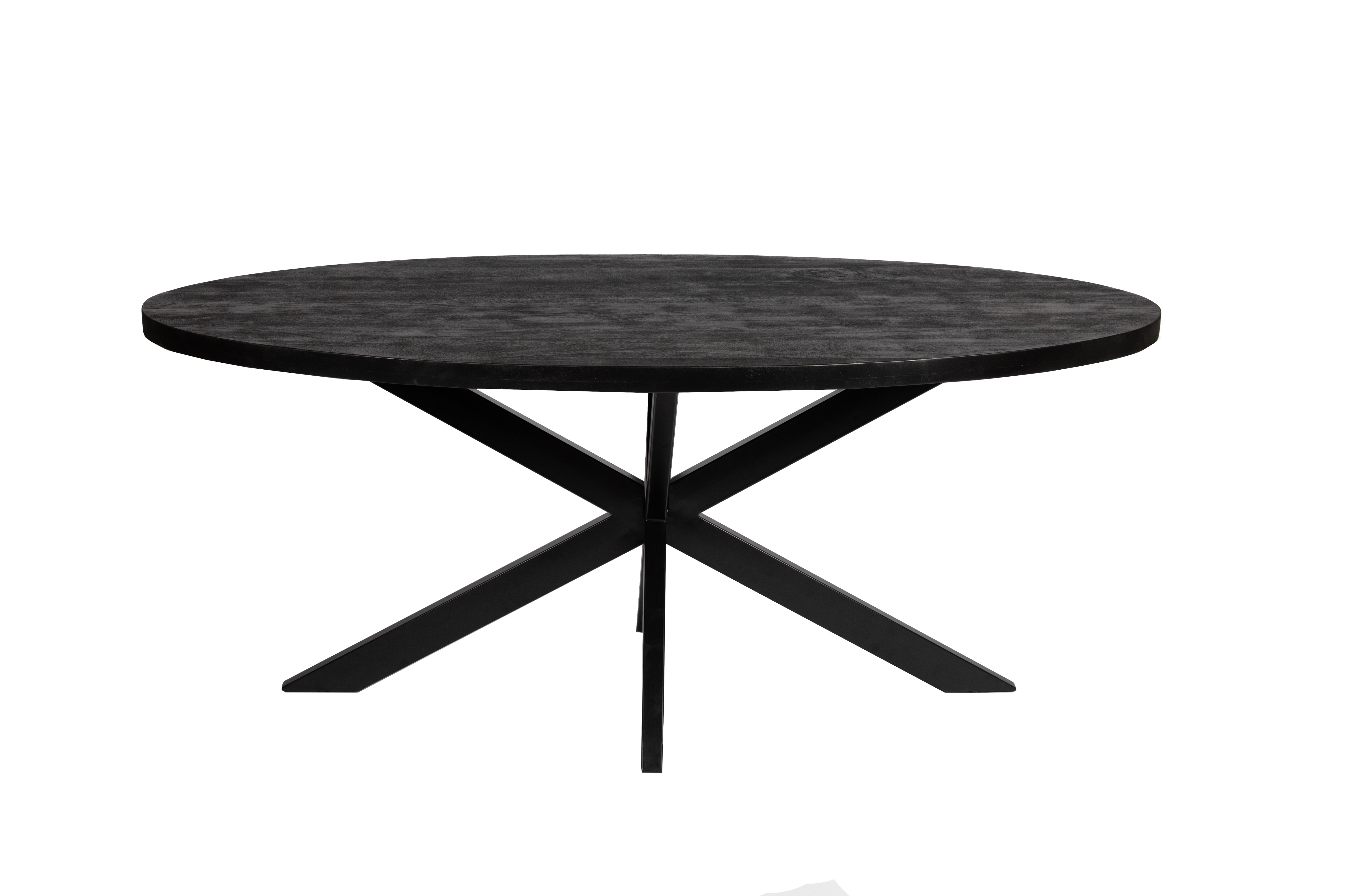 Ovale Eettafel - 220cm - Zwart - Mangohout