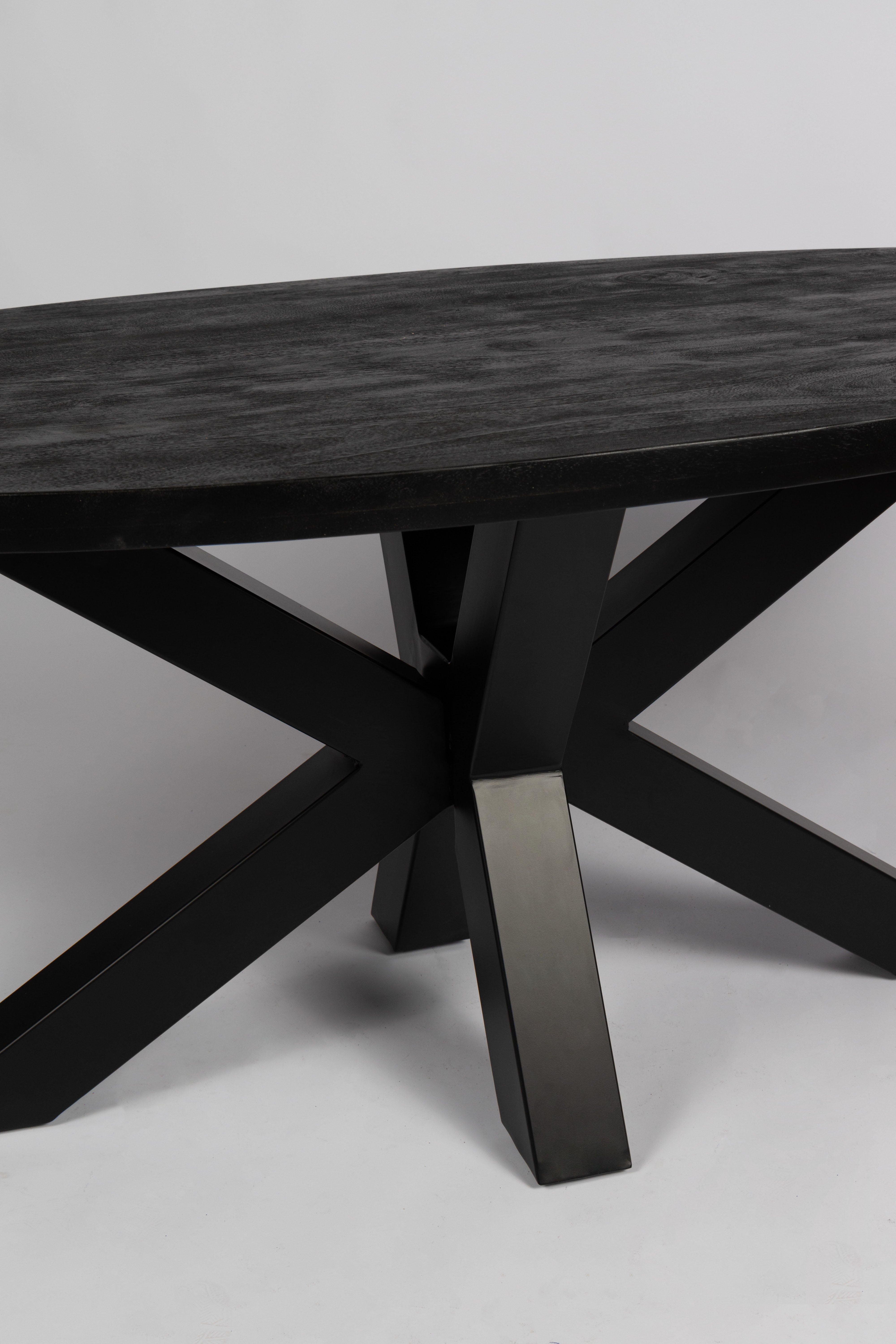 Table à manger ovale - 240 cm - Structure épaisse - Noir - Bois de manguier