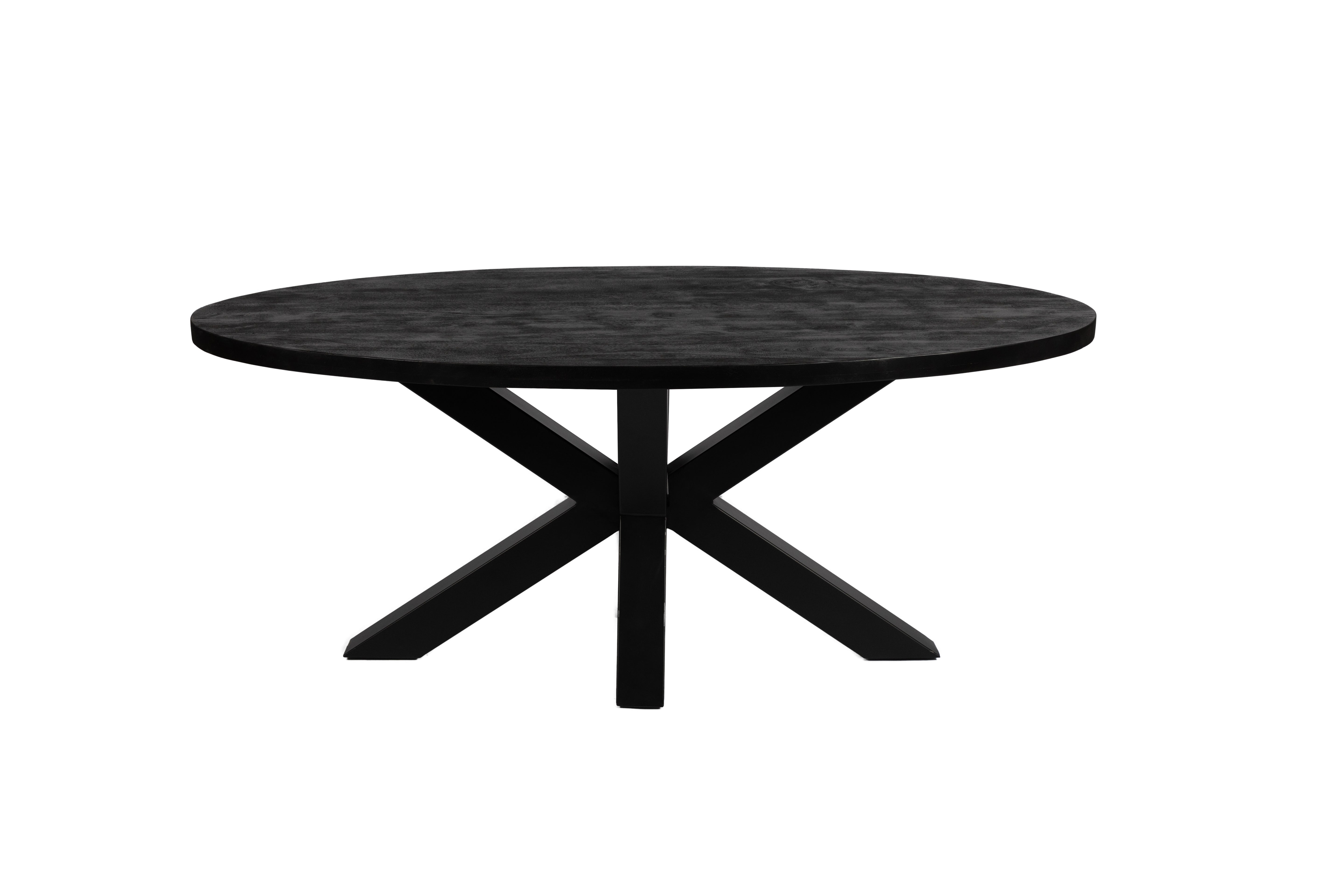 Table à manger ovale - 190 cm - Structure épaisse - Noir - Bois de manguier