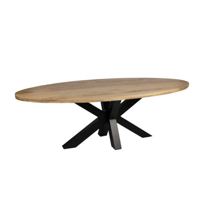 Table à manger ovale - 220 cm - Cadre épais - Naturel - Bois de manguier