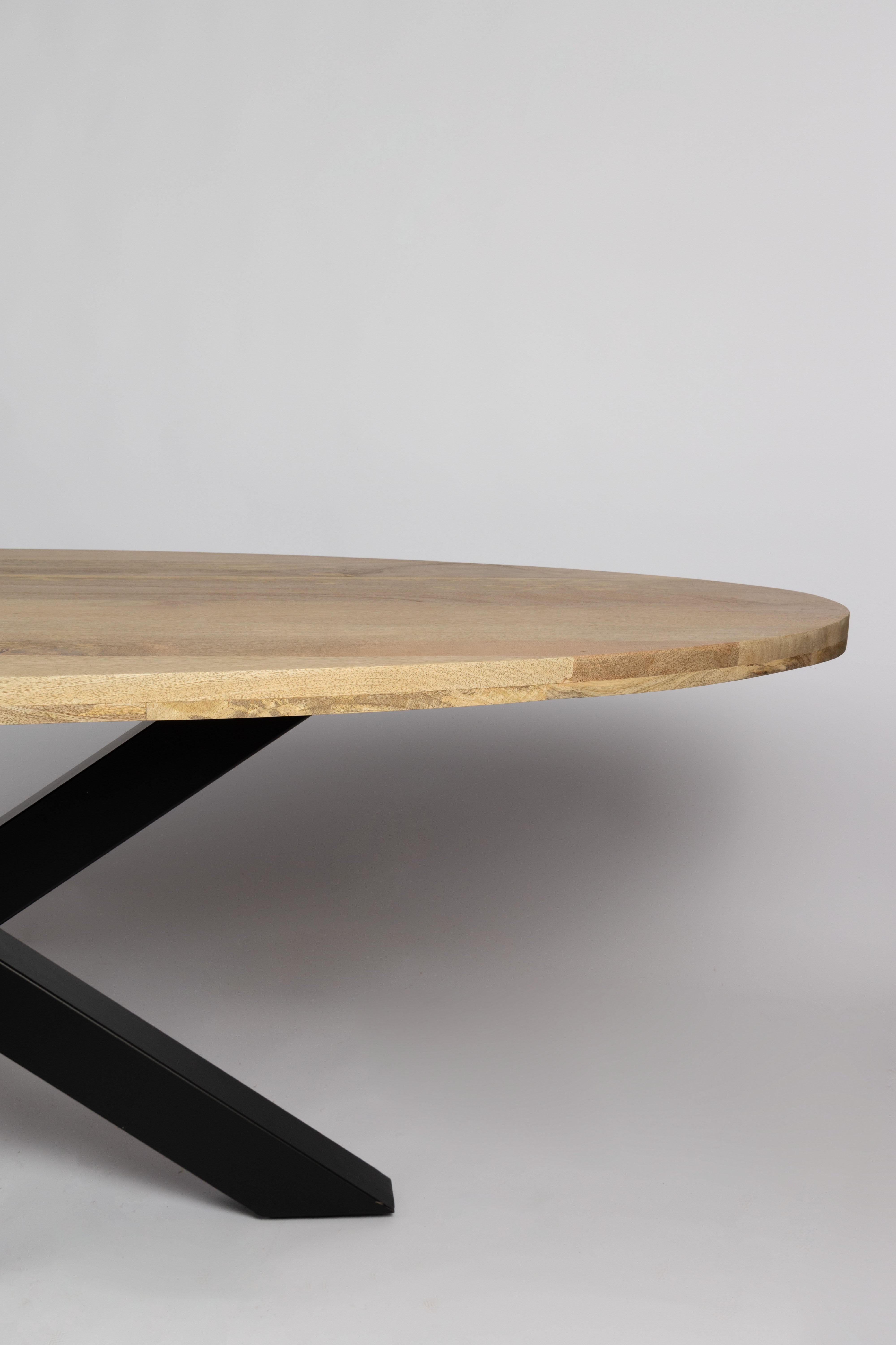 Table à manger ovale - 220 cm - Cadre épais - Naturel - Bois de manguier