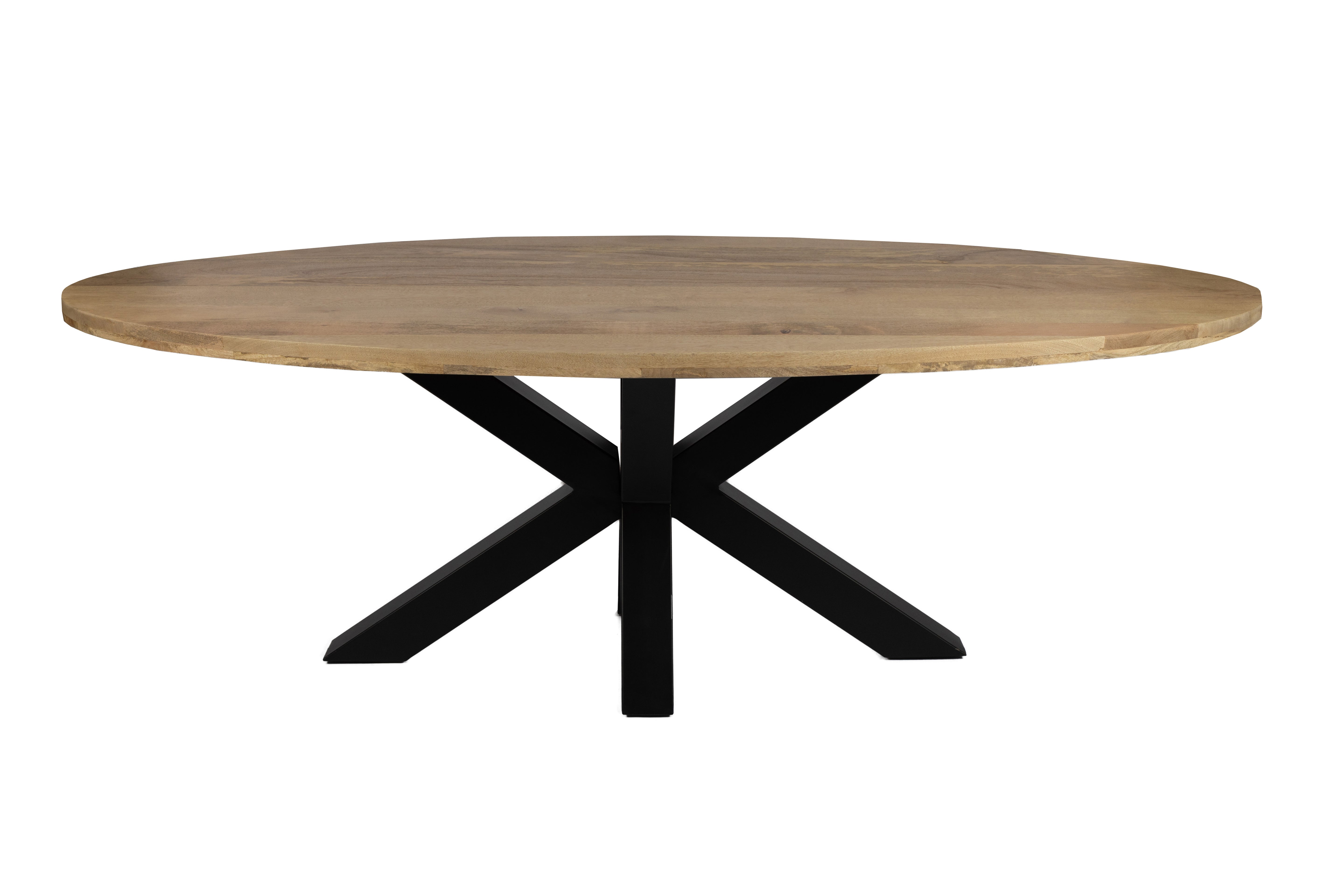 Table à manger ovale - 240 cm - Cadre épais - Naturel - Bois de manguier