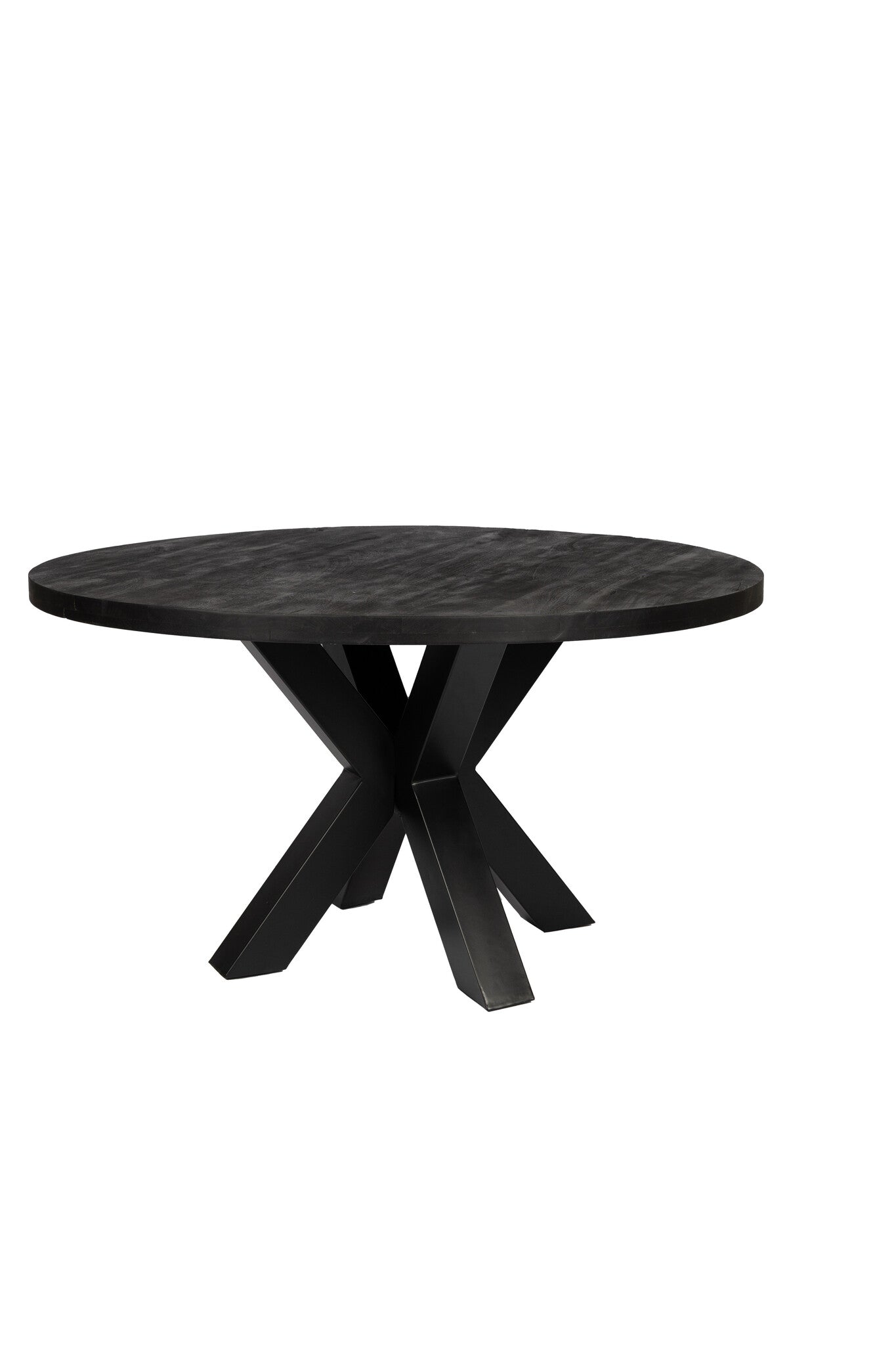 Table à manger ronde - 140 cm - Structure épaisse - Bois de manguier noir