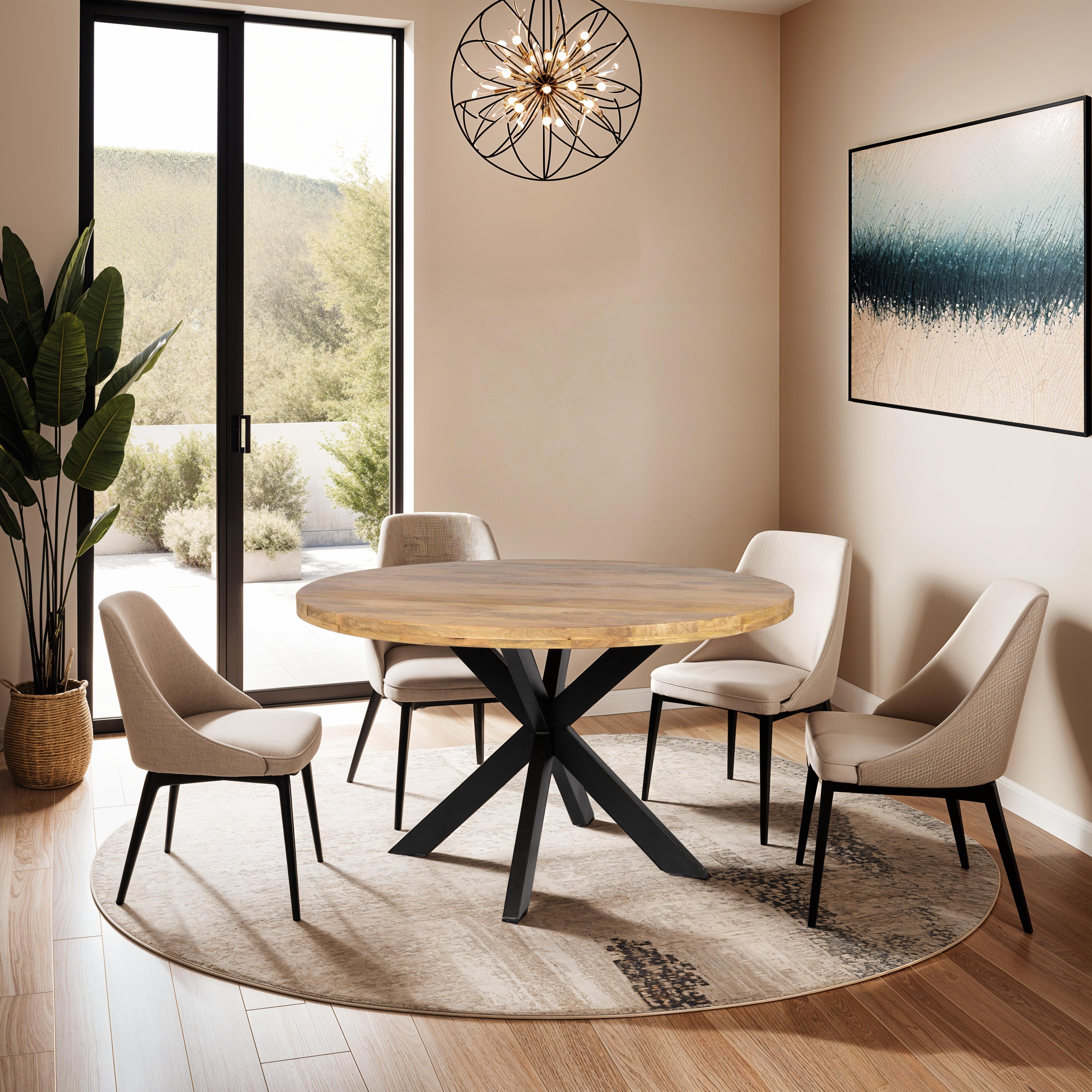 Table à manger ronde - 120 cm - Naturel - Bois de manguier