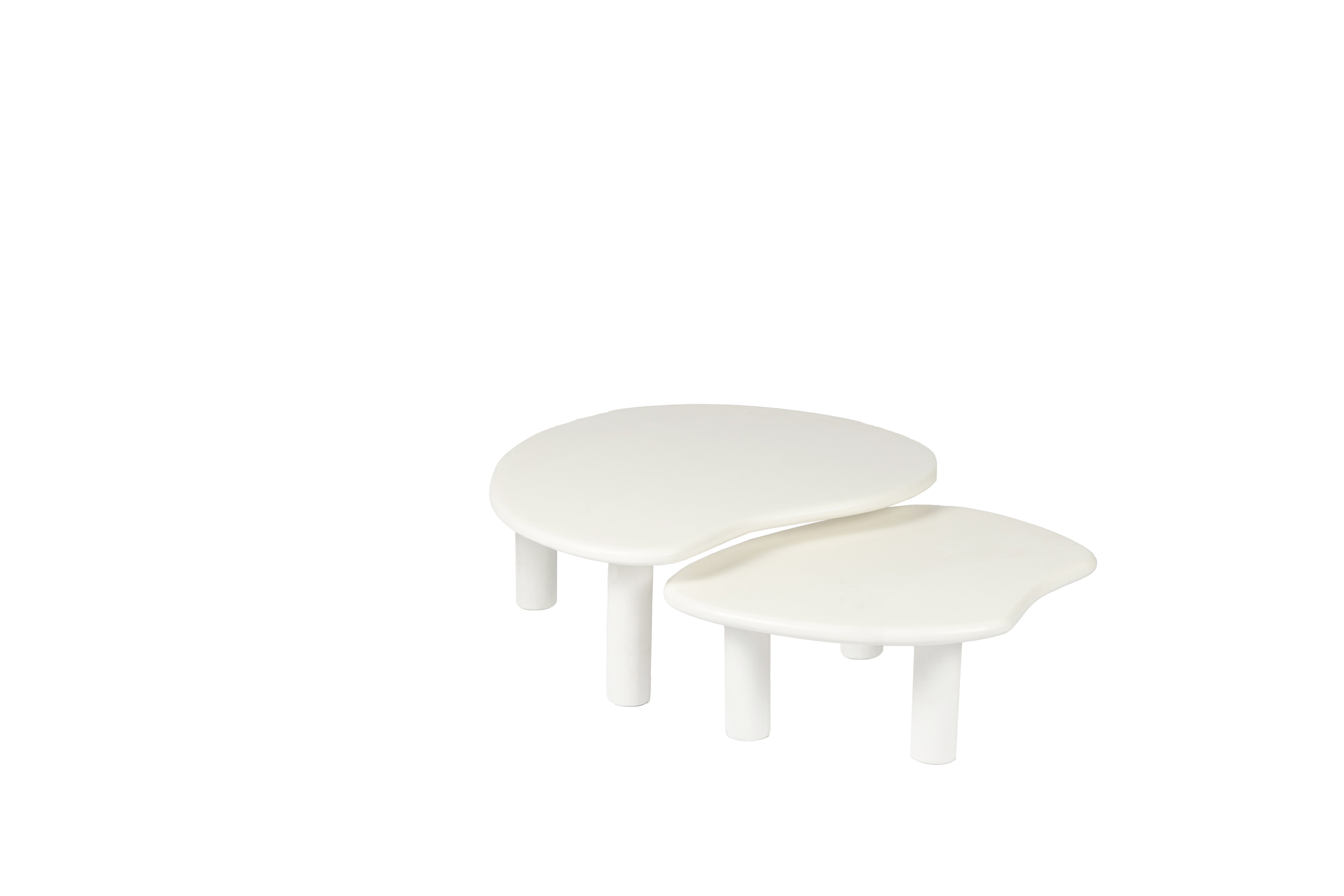 Table basse bio lot de 2 blanches 80/70 cm