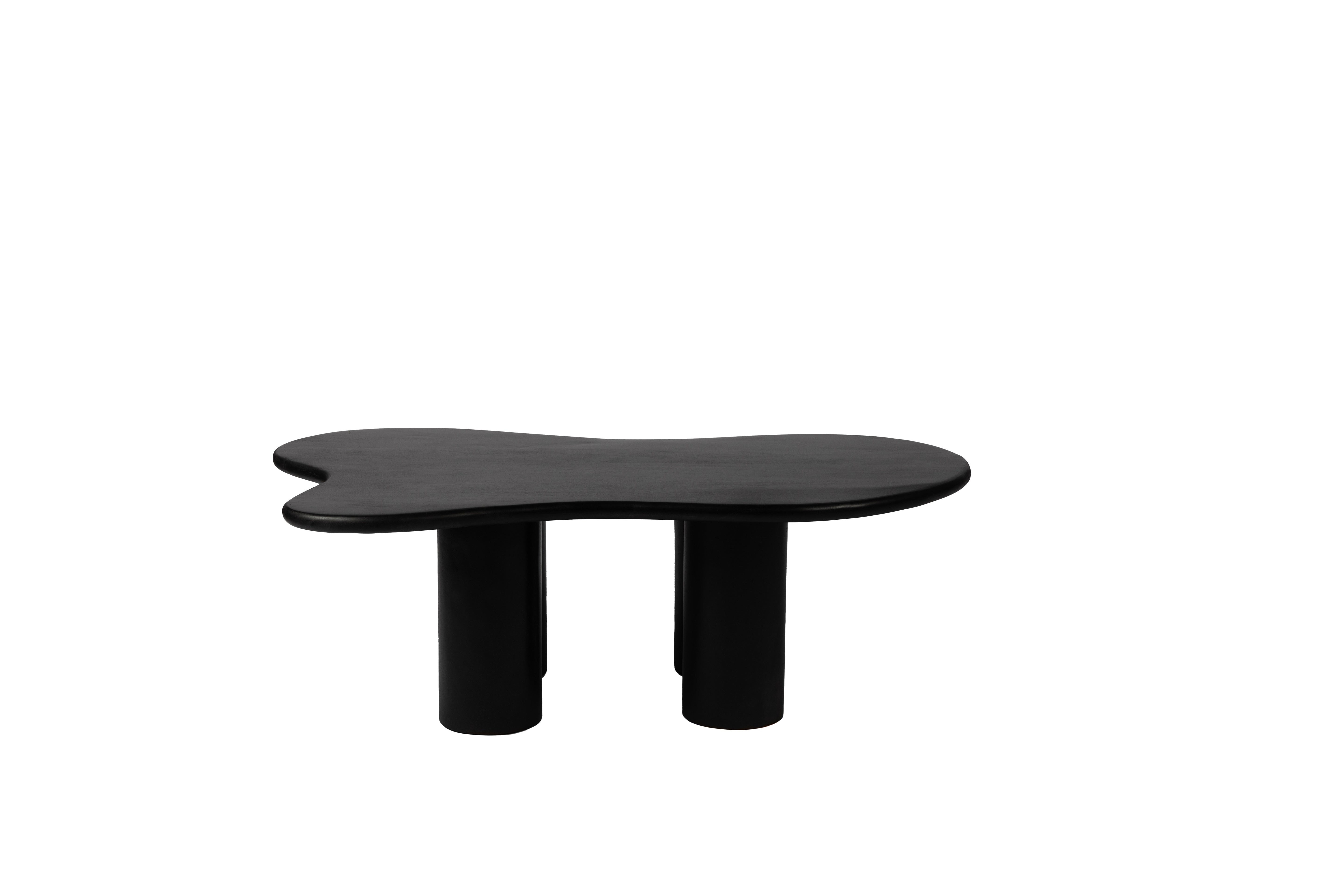 Table basse bio - 110 cm - Noir - 4 pieds - Bois de manguier