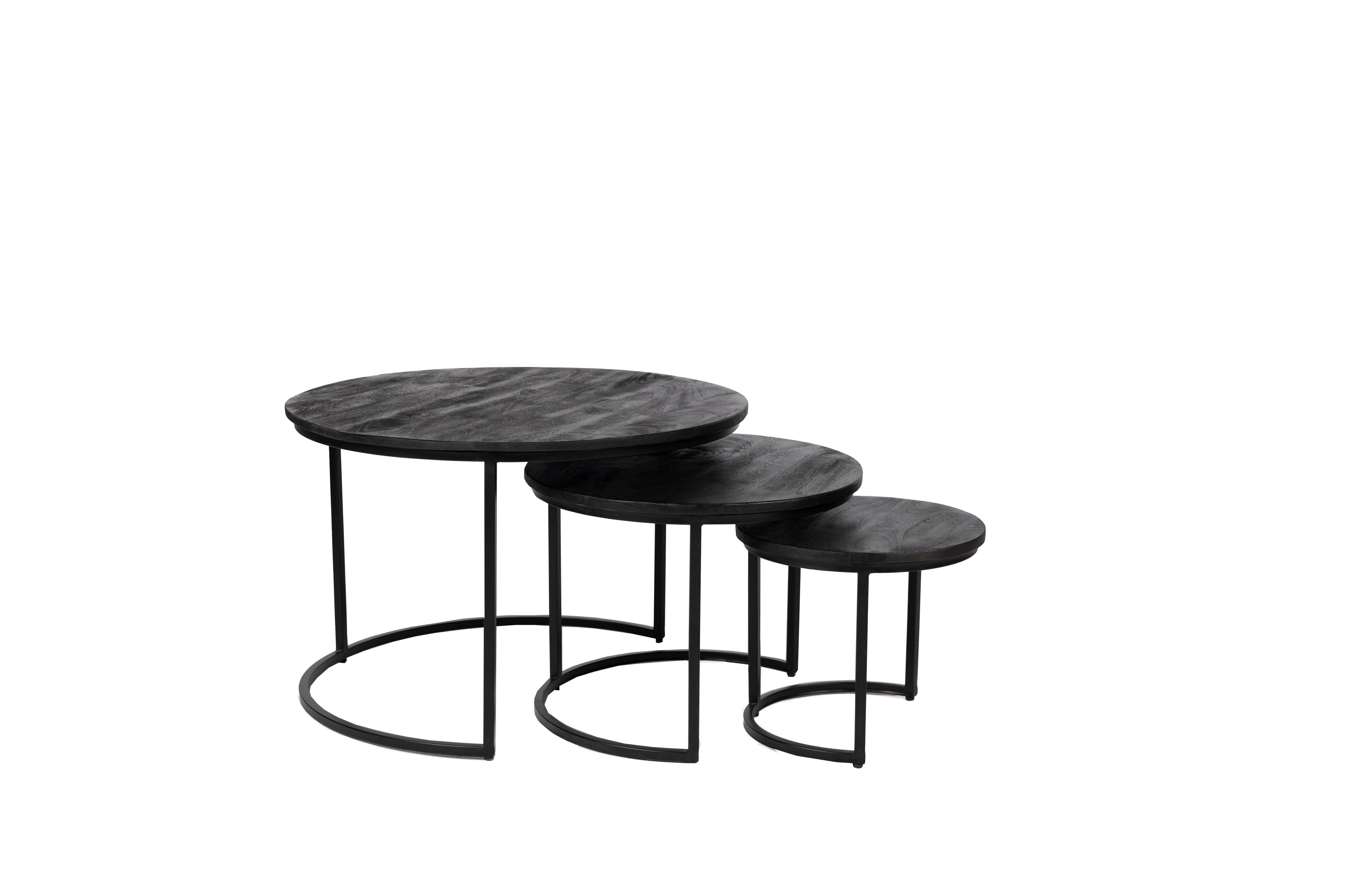 Zita Home table basse Quincy lot de 3 noir moyen