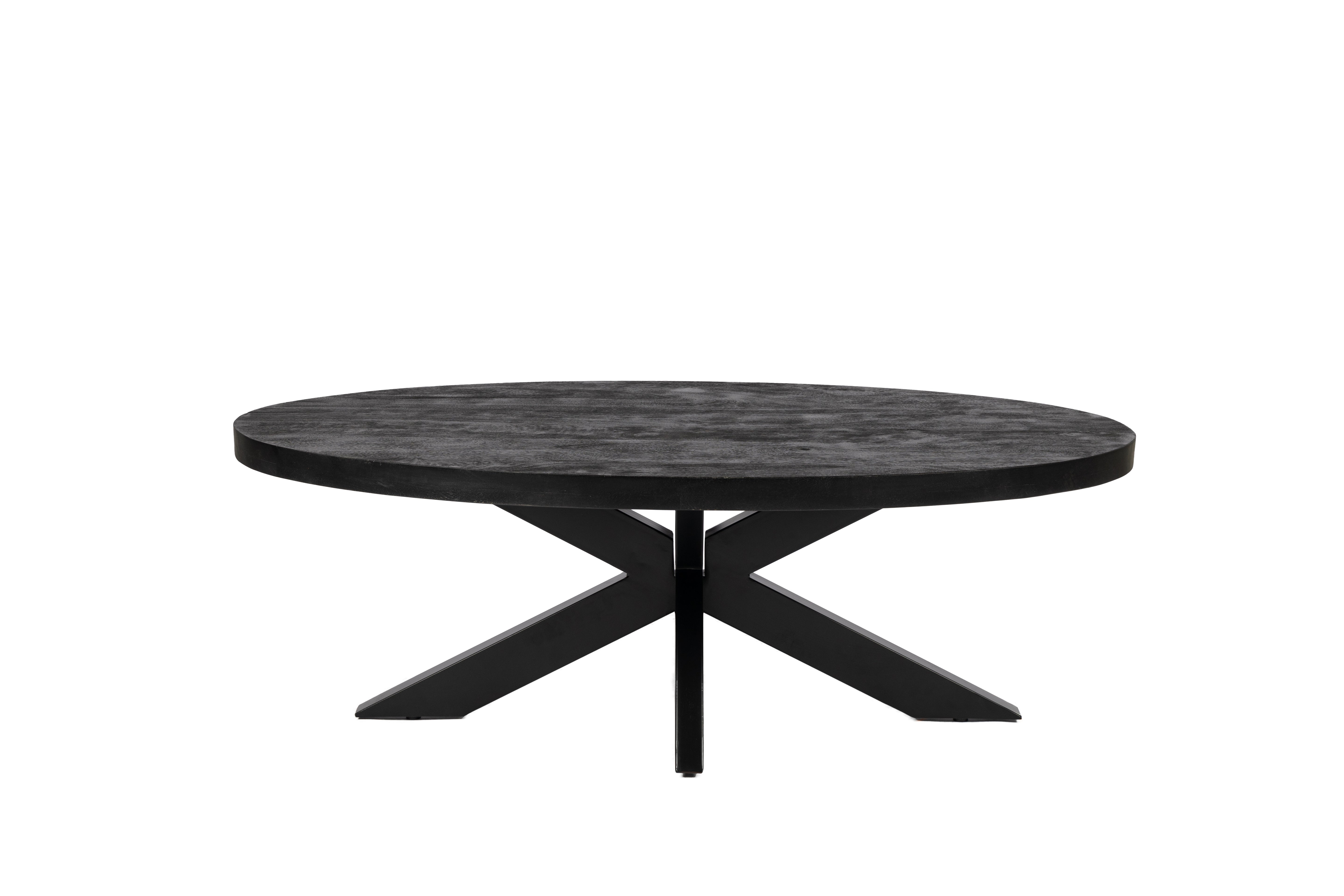 Ovale Salontafel - 130 cm - Zwart - Mangohout