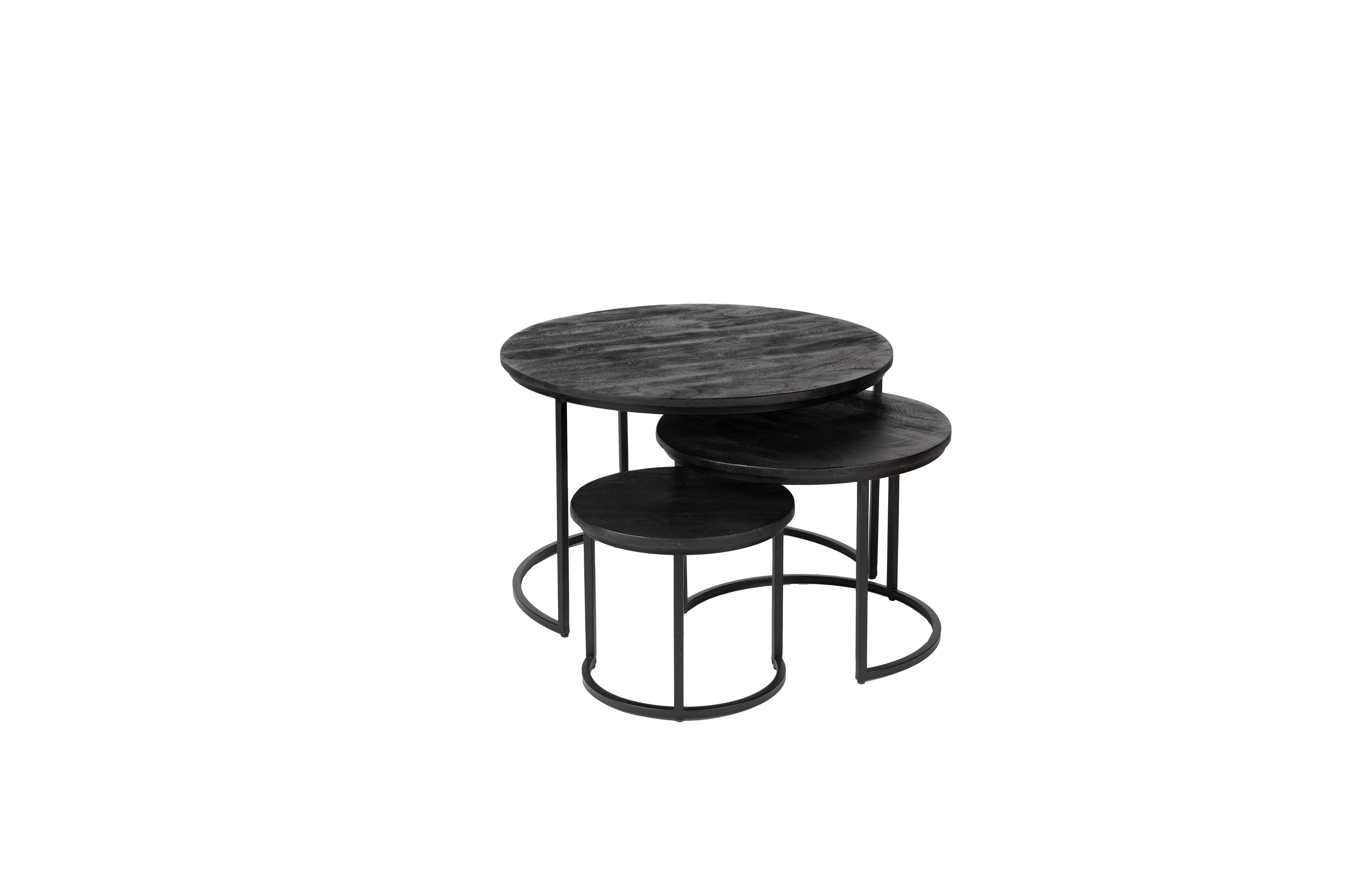 Zita Home table basse Quincy lot de 3 noir moyen