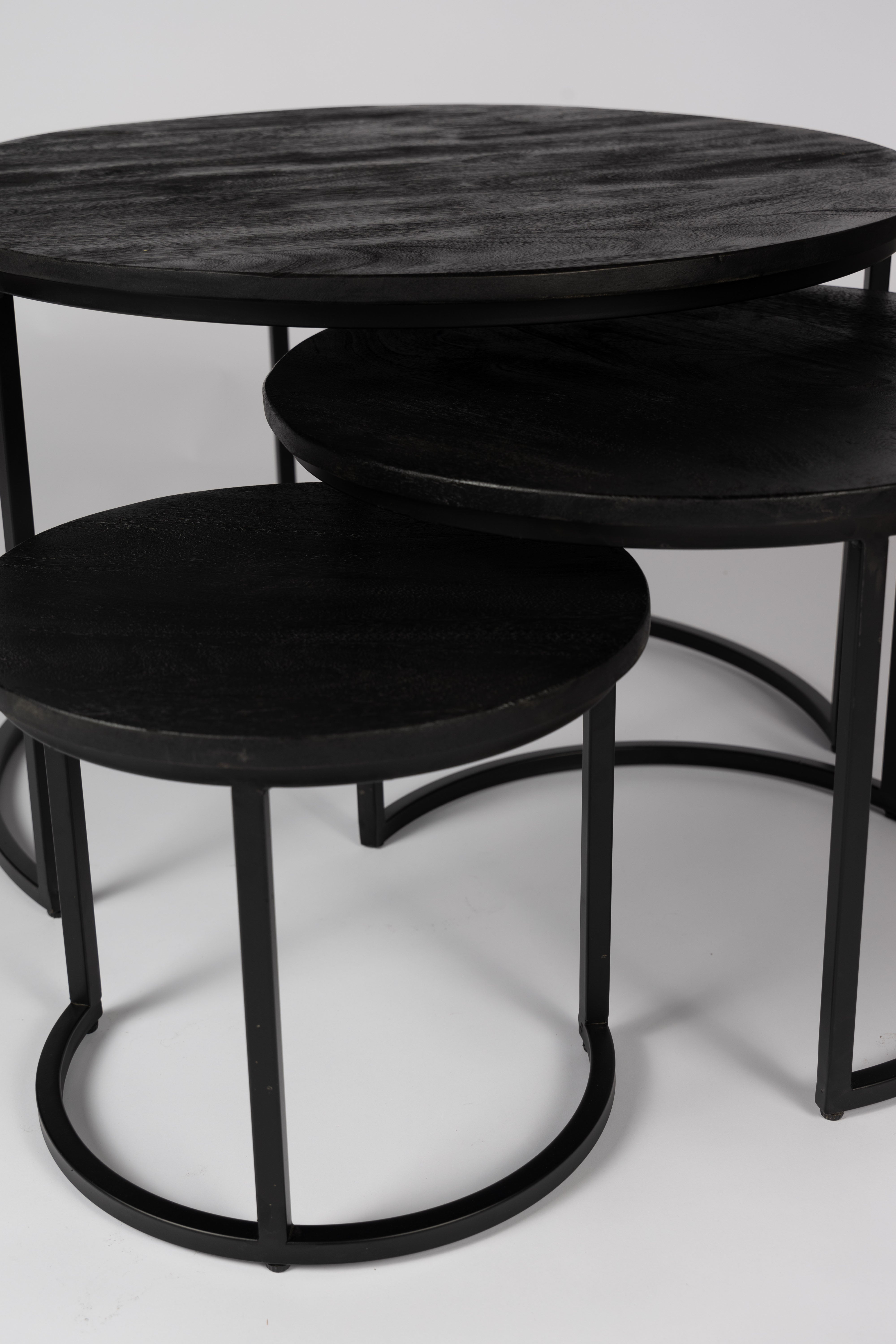 Zita Home table basse Quincy lot de 3 noir moyen