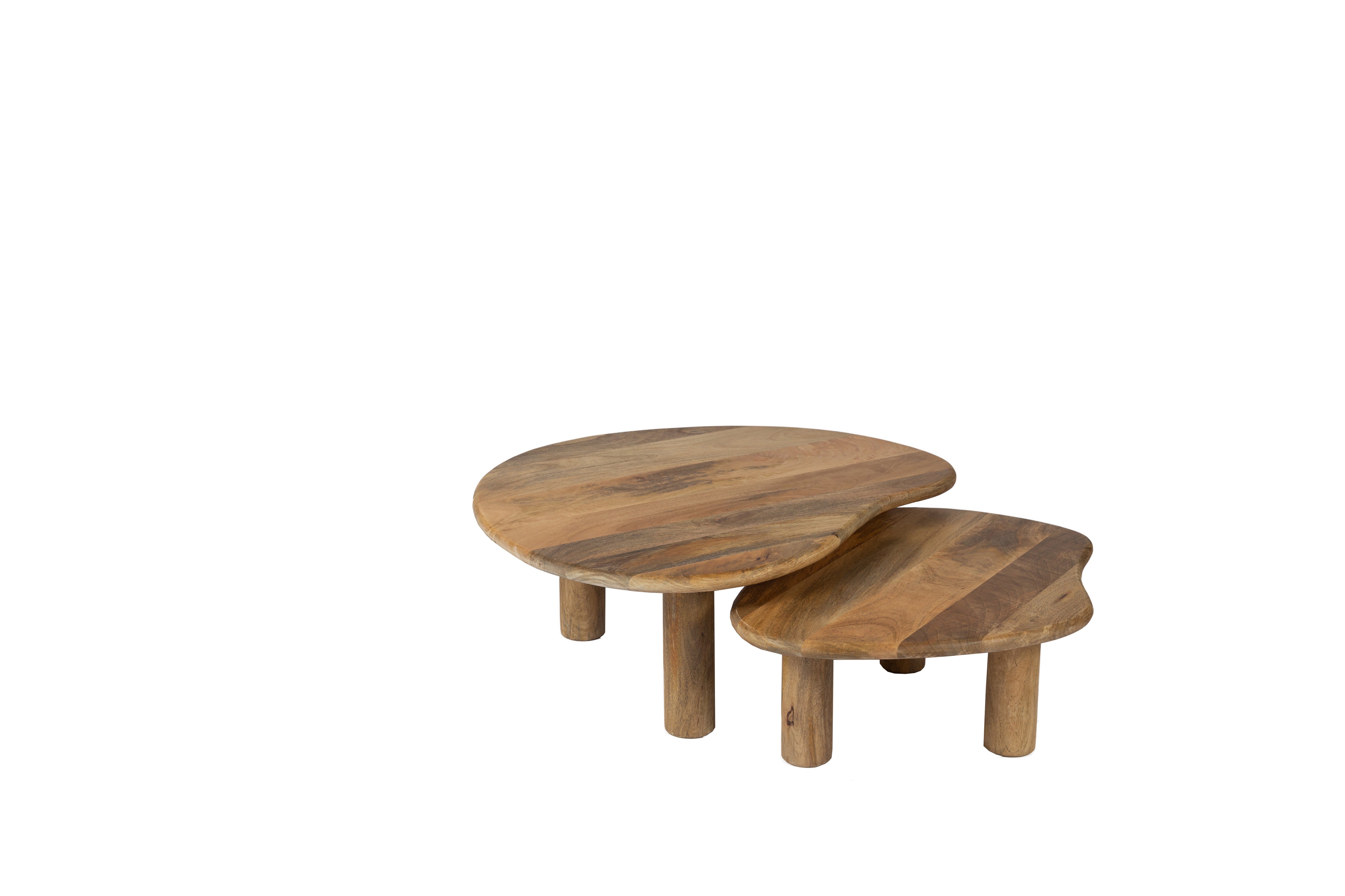 Table basse bio lot de 2 mangue 80/70 cm