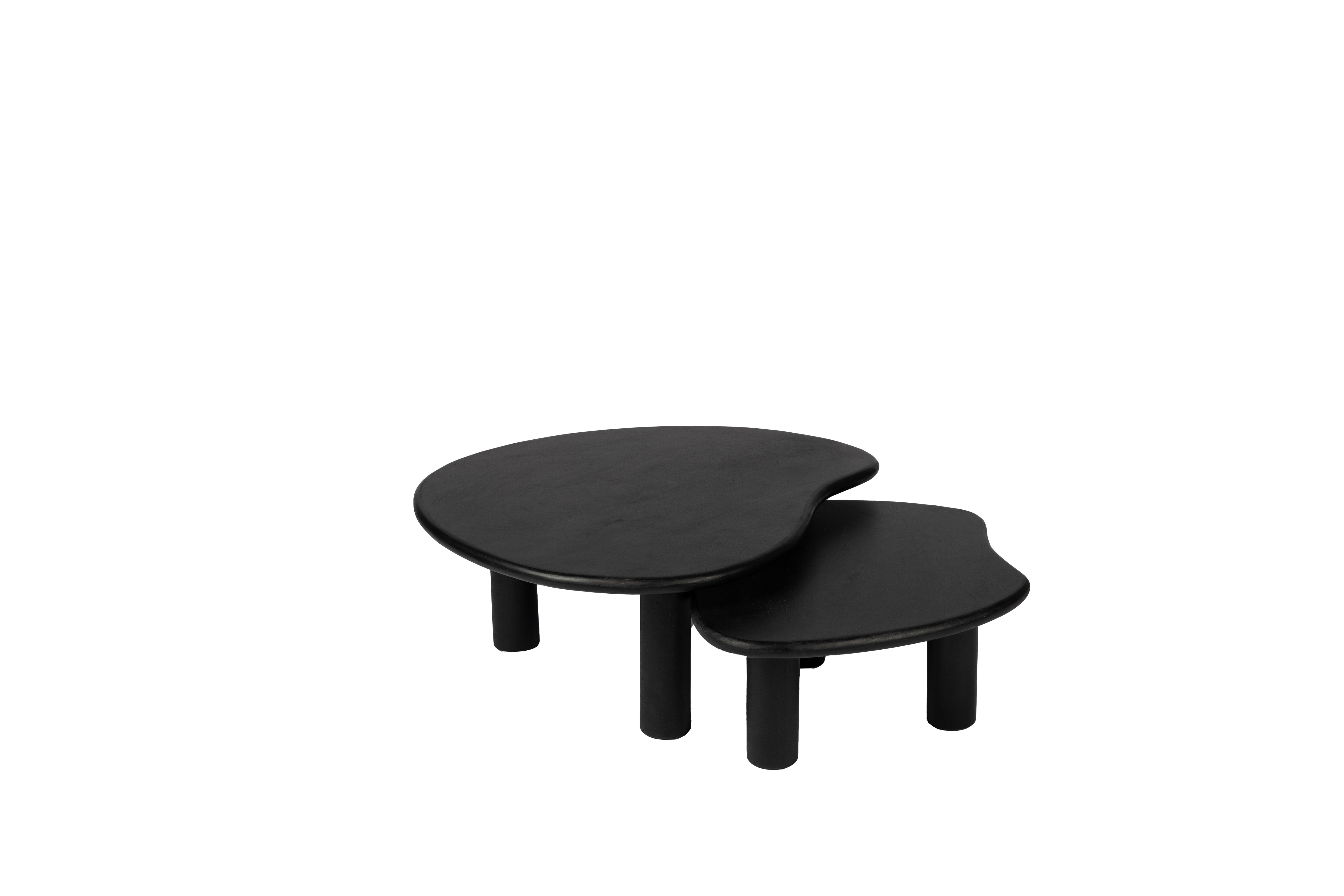 Table basse bio lot de 2 noires 80/70 cm