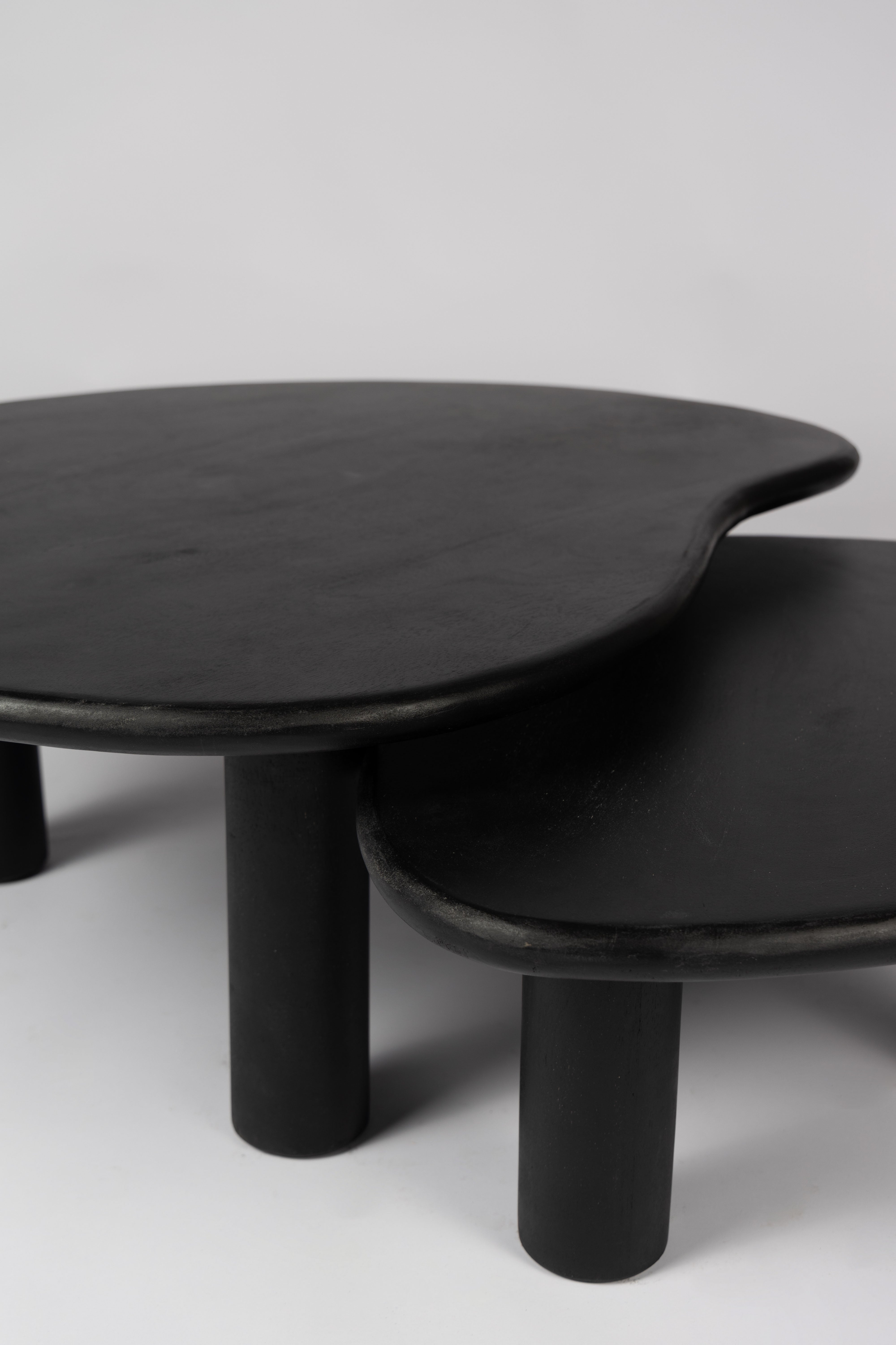 Table basse bio lot de 2 noires 80/70 cm