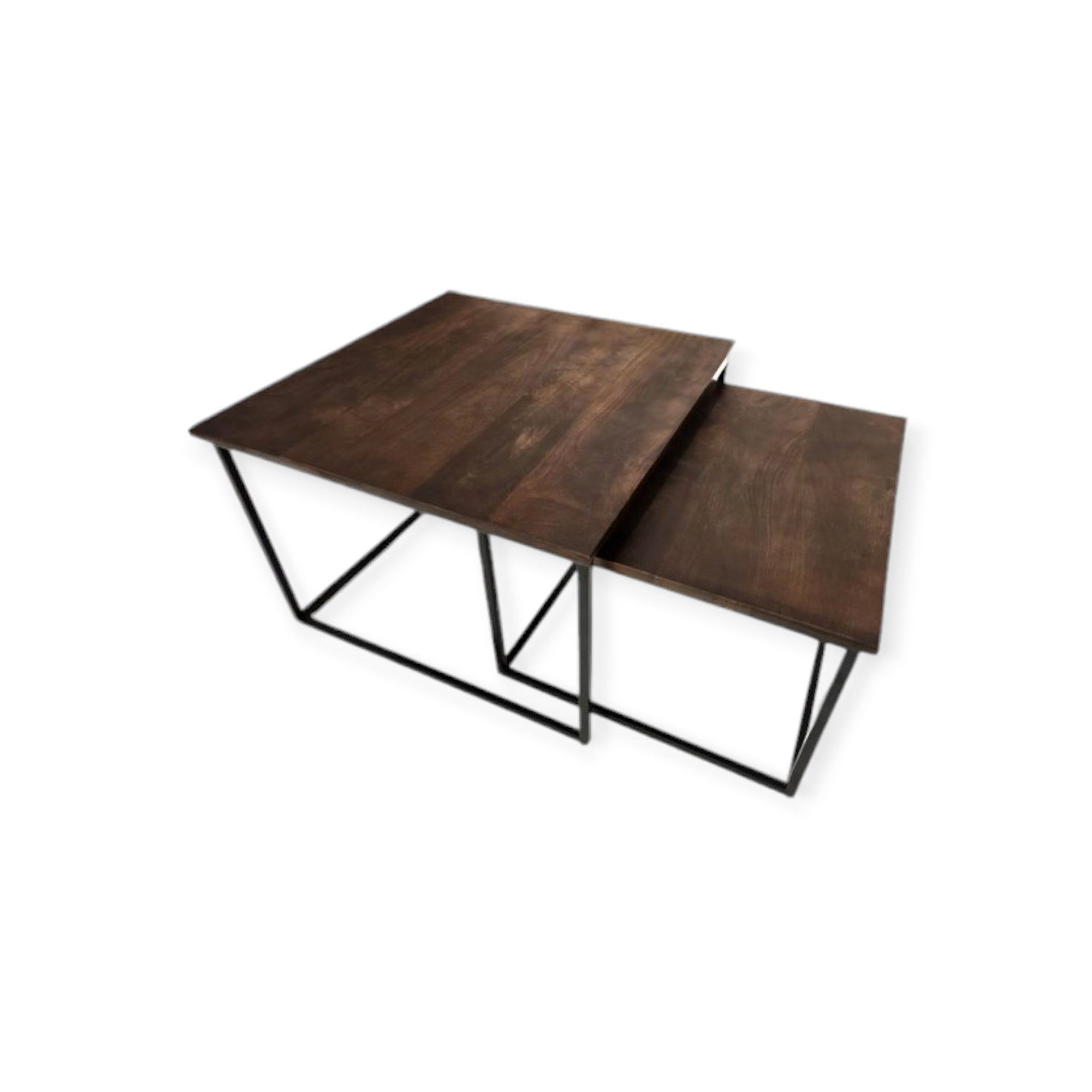 Salontafel set van 2 - Donkerbruin - 60cm en 50cm - Mangohout