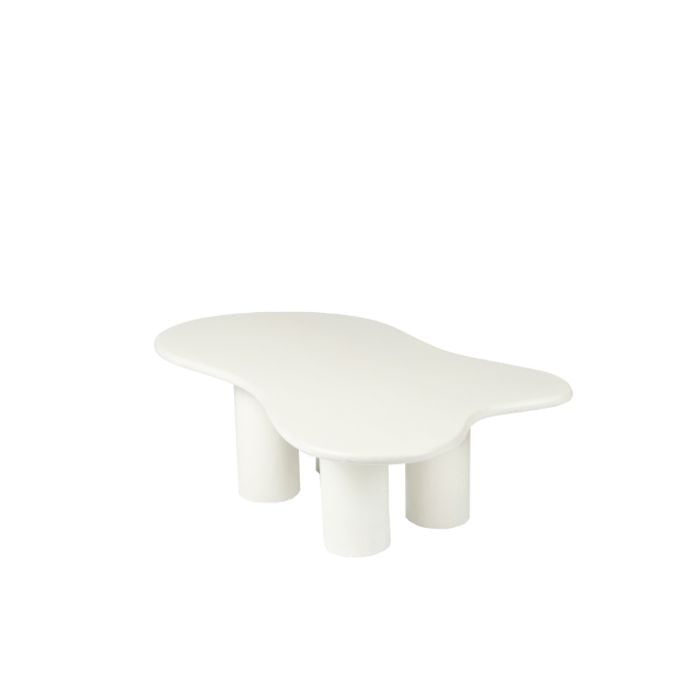 Table basse bio - 110 cm - Blanc - 4 pieds - Bois de manguier