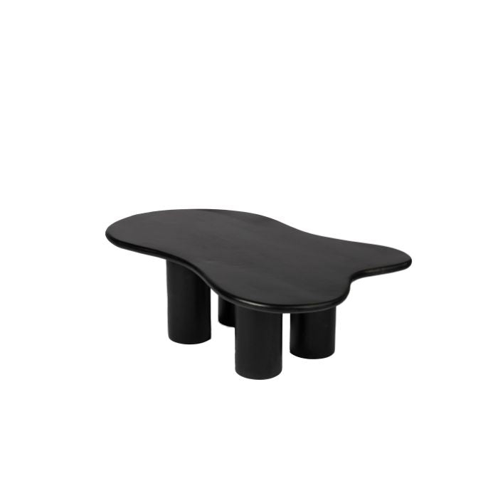 Table basse bio - 110 cm - Noir - 4 pieds - Bois de manguier